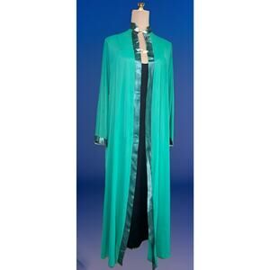 Vintage Aqua Hostess Gown | Manadrin Inspired | Frog Closure | Robe | Caftan 70s